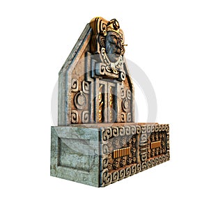 Aztecs altar stone gold 3d illustration isolated