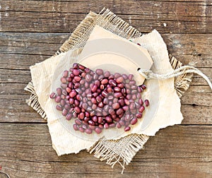 Azuki beans and paper label