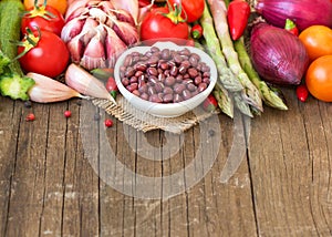 Azuki beans and vegetables