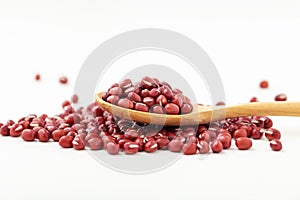 Azuki red bean in wooden spoon