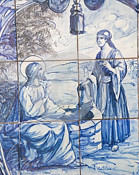 Azulejo - Jesus and the Samaritan woman at the well