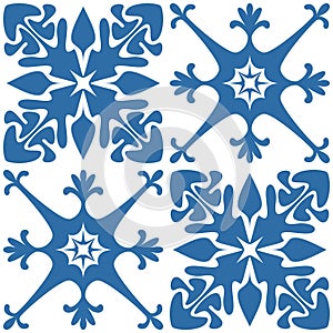 Azulejo square ceramic spanish tile design, retro geometric vector illustration