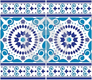 Azulejo tile seamless vector pattern Lisbon style, traditional wallpaper or textile, fabric print design inpired by tiles from Por