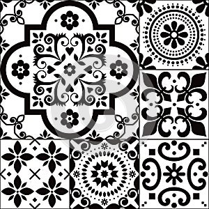 Azulejo tiles seamless vector pattern set, traditional design inspired by Portuguese and Spanish ornaments