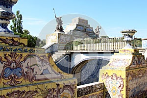 Azulejos canal in garden Queluz National Palace photo