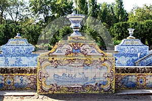 Azulejos of canal in garden Queluz National Palace photo