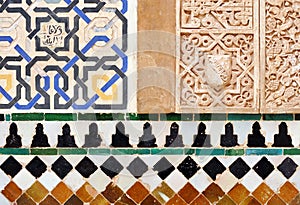 Azulejos de Al Andalus. Mosaico ÃÂ¡rabe. Azulejos de Granada. Azulejos ÃÂ¡rabes de EspaÃÂ±a. Alhambra de Granada photo