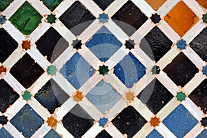 Azulejos de Al Andalus. Mosaico ÃÂ¡rabe. Azulejos de Granada. Azulejos ÃÂ¡rabes de EspaÃÂ±a. Alhambra de Granada photo