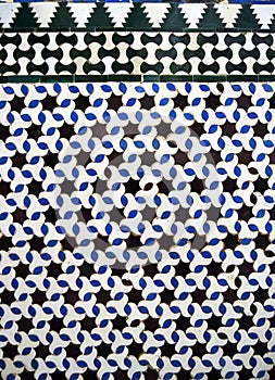 Azulejos tiles of Alcazar Seville. Al Andalus Arab pattern decoration photo