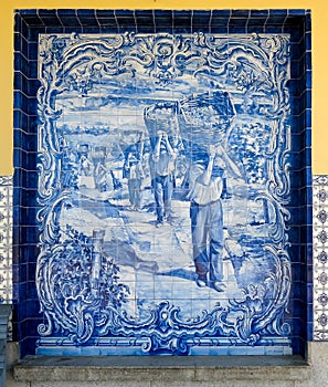 Azulejos tilework in Pocinho, Portugal photo