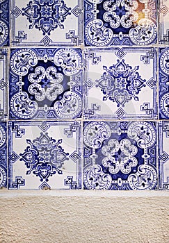 Azulejos vintage geometric portuguese and spanish ceramic tilework.