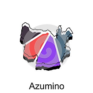 Azumino City Of Japan Map, Simple design template in white background