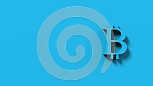 Azure bitcoin cyan sign icon Isolated with color background. 3d render isolated illustration, cryptocurrency, crypto, business,