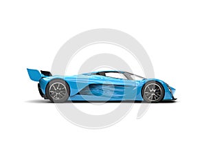 Azure blue super race car - side view