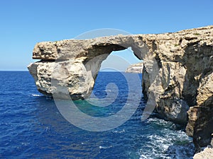Azure Blue Window in Gozo Malta showing Rock Formation