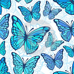 Azure butterflies seamless background