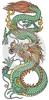 Azure Chinese dragon. Tattoo