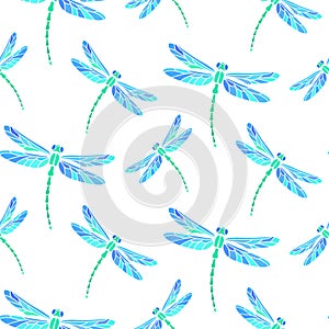 Azure dragonfly seamless background