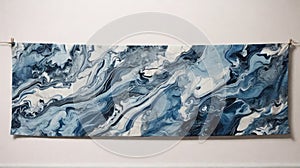 Azure Dream Marble Oasis: A Captivating Panoramic Banner Showcasing an Abstract Marbleized Stone Texture Enlivened with Tranquil B