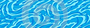 Azure Dynamic Water Surface Seamless Pattern. Blue Sea Ripple. Abstract Background with Waves.