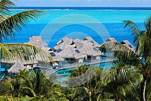 Azure lagoon of island BoraBora, Polynesia.