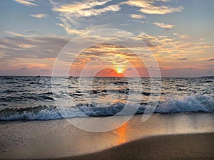 azure, Pattaya, sunset, beach, Thailand, sun, sky,