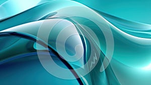 Azure Radiance: A High-Quality Cyan Glass Curved Wallpaper