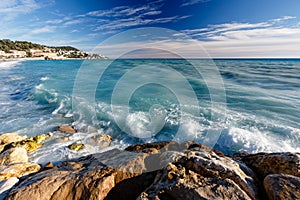 Azure Sea and Beuatiful Beach in Nice