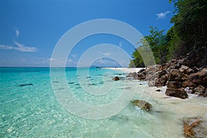 The azure sea on the bounty beach in Thailand