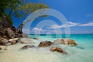 The azure sea on the bounty beach in Thailand