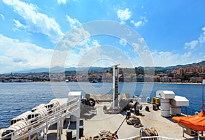 Messina strait from ferry, Sicily, Italy