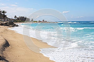 Azure water of Mediterranean sea at Haifa