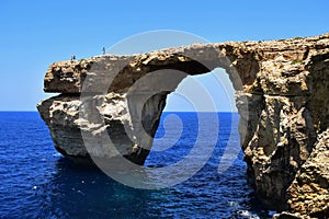 The Azure Window, a natural sea arch in Dwejra, Gozo, as a result of wave erosion, before collapse