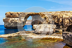 Azure Window, stone arch of Gozo, Malta