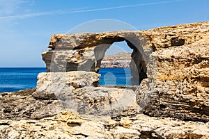 Azure Window, stone arch of Gozo, Malta