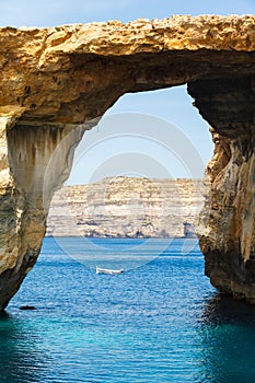 Azure Window, stone arch of Gozo, Malta