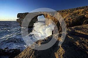 Azure Window at Sunset, Gozo Island, Malta photo