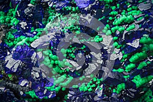 azurite blue crystal on green malachite