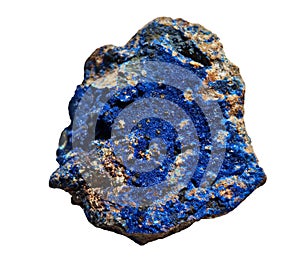 Azurite Cobalt Blue Stone Isolated on White