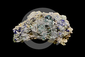 Azurite and Diopside on Cerussite