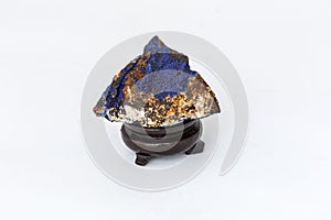 Azurite mineral on wooden stand