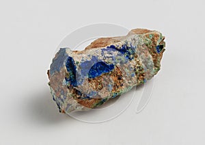 Azurite ore on white background