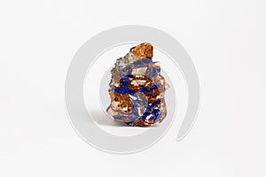 Azurite raw ore on white background