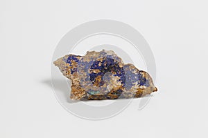 Azurite and malachite ore isolated on white background.