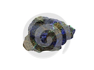 Azurite stone from a mine on background