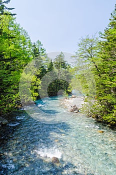 Azusa river in kamikochi national park nagano japan