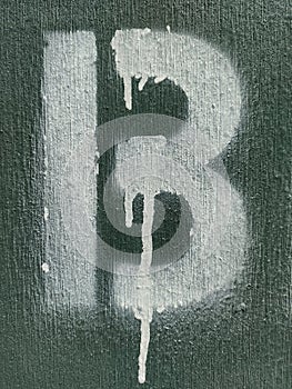 B Or 13, The Letter B Or The Number Thirteen, Green And White Spray Paint