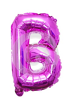 b baloon alphabet chrome pink violet on white background