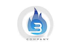 B blue fire flames alphabet letter logo design. Creative icon template for company and business