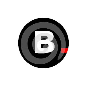 B brand name icon illustration with red dash